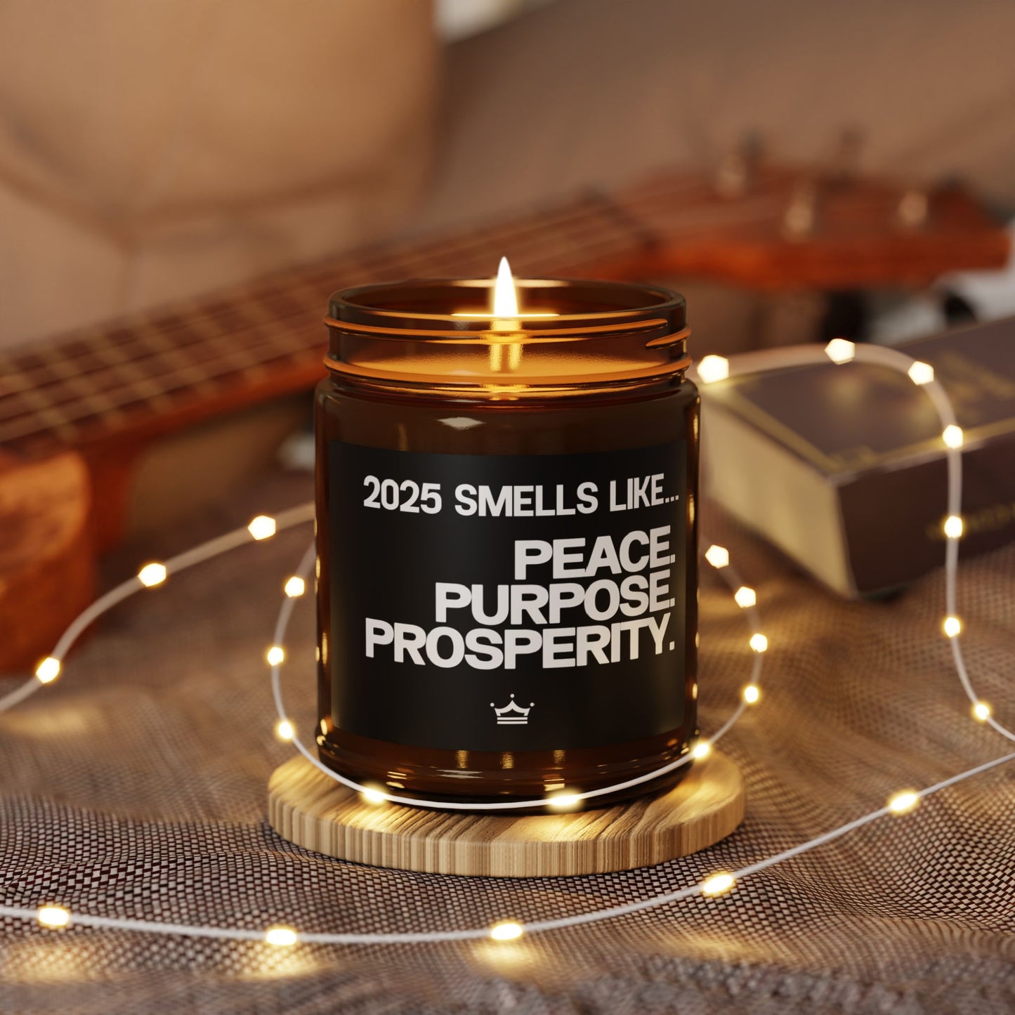 Peace. Purpose. Prosperity |Scented Soy Candle (Multi-Size, Amber Jar)